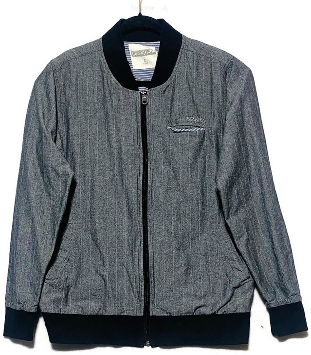 Ezekiel Women's Lightweight Zip Up Jacket Large Black Stripes Lined